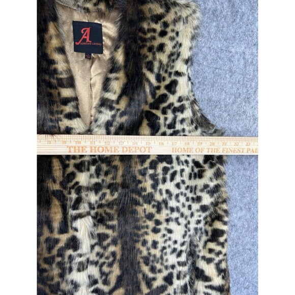 Adrienne Landau Faux Fur Animal Print Vest Sleeveless Collared Mob Wife Sz L - Picture 7 of 9